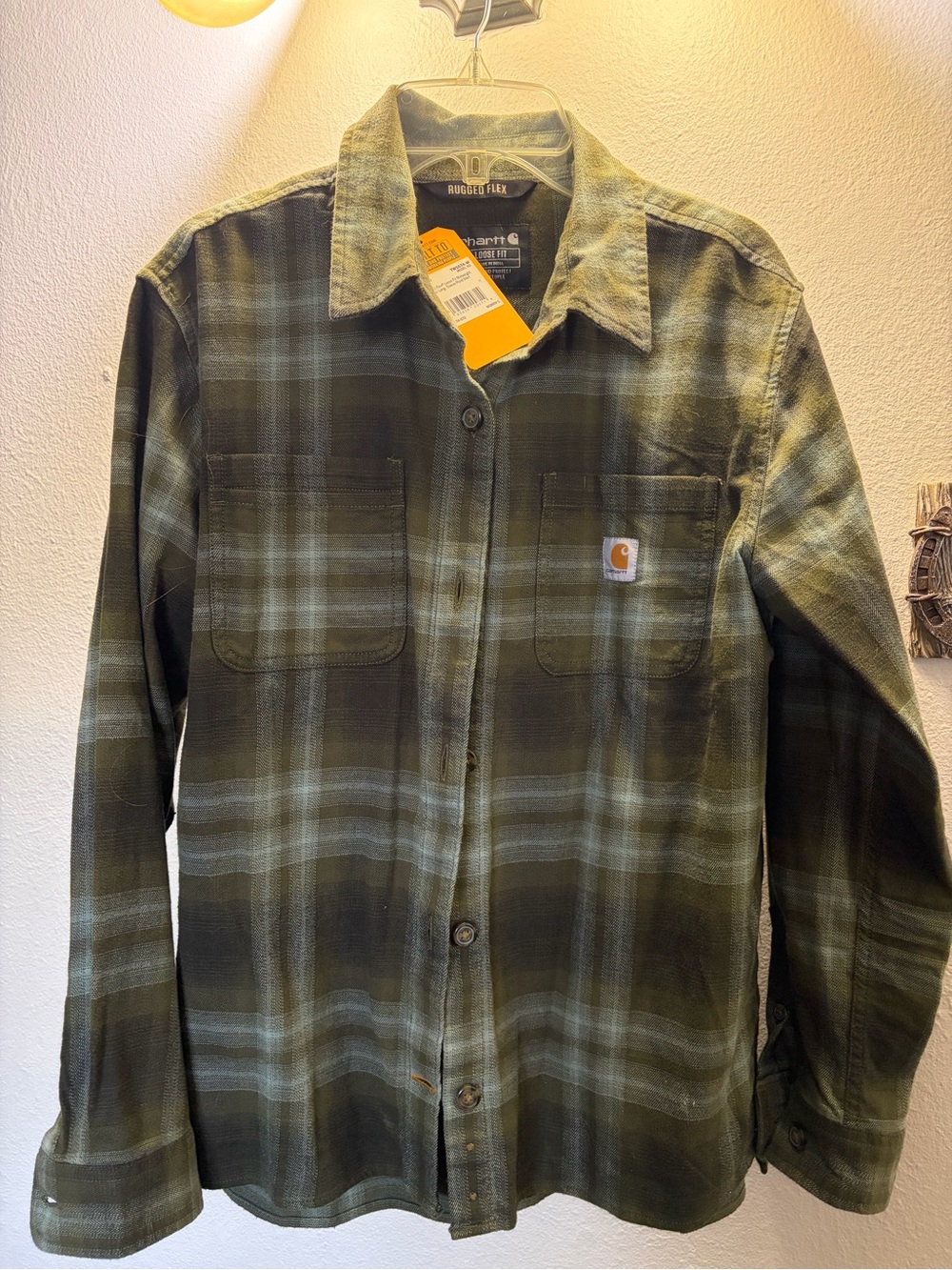Carhartt Rugged Flex® Loose Fit Midweight Flannel Plaid Shirt women small